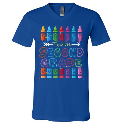 Team Second Grade Welcome Back To School Second Grade Funny Gift V-Neck T-Shirt