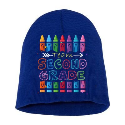 Team Second Grade Welcome Back To School Second Grade Funny Gift Short Acrylic Beanie