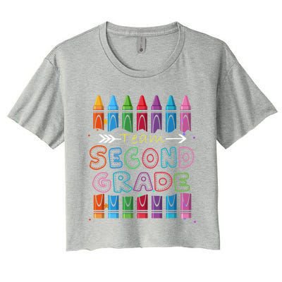 Team Second Grade Welcome Back To School Second Grade Funny Gift Women's Crop Top Tee