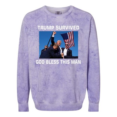 Trump Survived God Bless This Man Gun Shot Pennsylvania Rally Colorblast Crewneck Sweatshirt