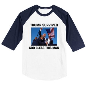 Trump Survived God Bless This Man Gun Shot Pennsylvania Rally Baseball Sleeve Shirt