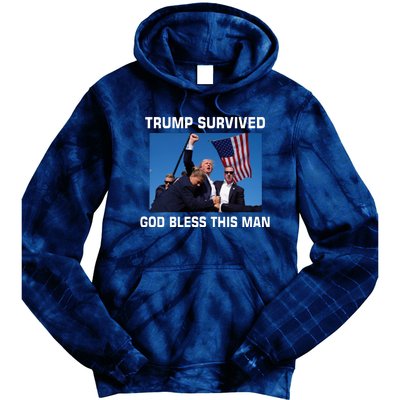 Trump Survived God Bless This Man Gun Shot Pennsylvania Rally Tie Dye Hoodie