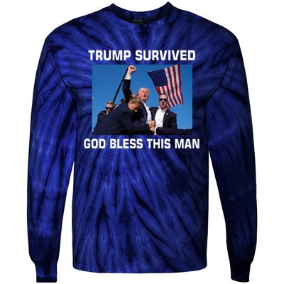 Trump Survived God Bless This Man Gun Shot Pennsylvania Rally Tie-Dye Long Sleeve Shirt