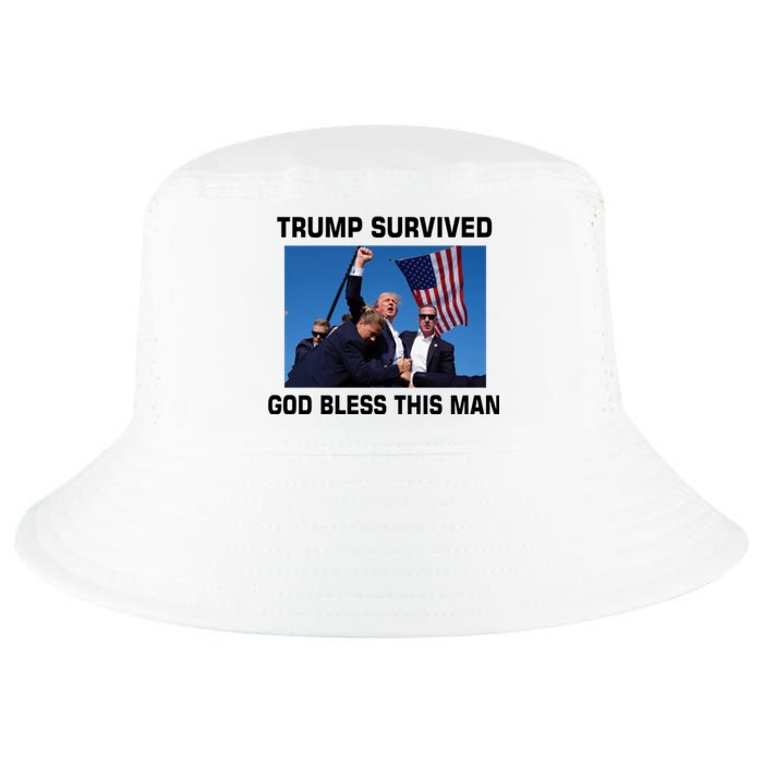 Trump Survived God Bless This Man Gun Shot Pennsylvania Rally Cool Comfort Performance Bucket Hat