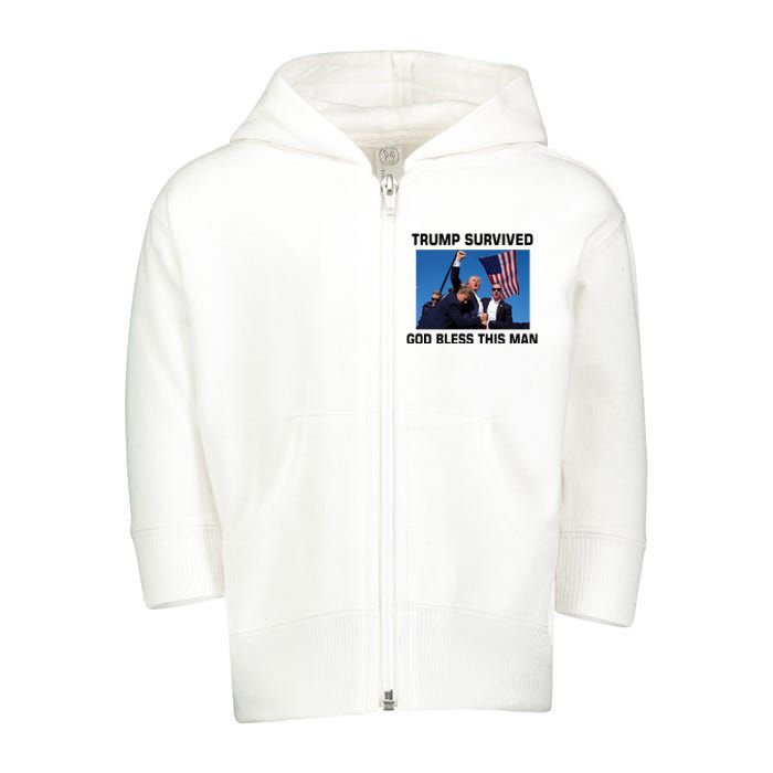 Trump Survived God Bless This Man Gun Shot Pennsylvania Rally Toddler Zip Fleece Hoodie