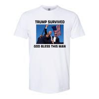 Trump Survived God Bless This Man Gun Shot Pennsylvania Rally Softstyle CVC T-Shirt