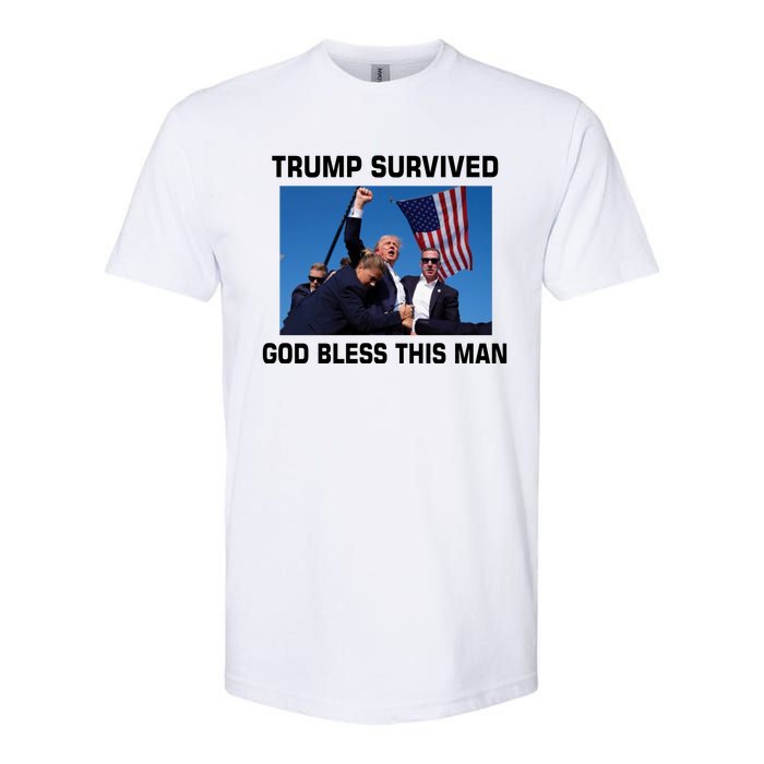 Trump Survived God Bless This Man Gun Shot Pennsylvania Rally Softstyle CVC T-Shirt