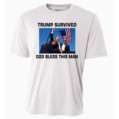 Trump Survived God Bless This Man Gun Shot Pennsylvania Rally Cooling Performance Crew T-Shirt