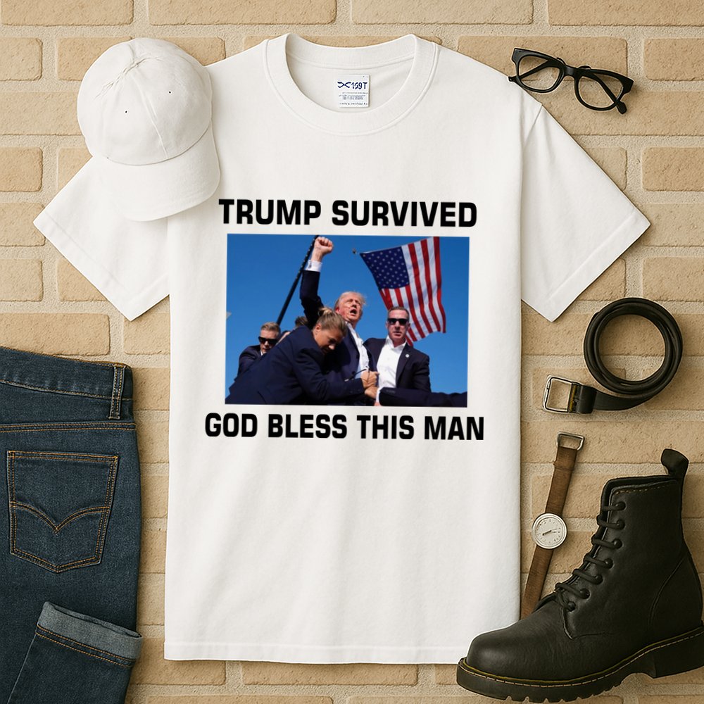 Trump Survived God Bless This Man Gun Shot Pennsylvania Rally Tall T-Shirt