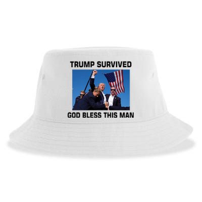 Trump Survived God Bless This Man Gun Shot Pennsylvania Rally Sustainable Bucket Hat