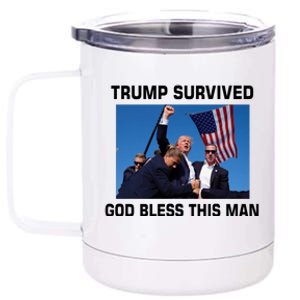 Trump Survived God Bless This Man Gun Shot Pennsylvania Rally 12 oz Stainless Steel Tumbler Cup