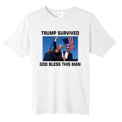 Trump Survived God Bless This Man Gun Shot Pennsylvania Rally Tall Fusion ChromaSoft Performance T-Shirt