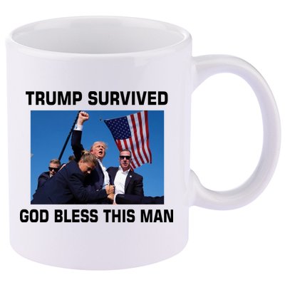Trump Survived God Bless This Man Gun Shot Pennsylvania Rally 11oz C Handle Ceramic Mug