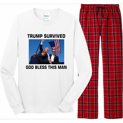 Trump Survived God Bless This Man Gun Shot Pennsylvania Rally Long Sleeve Pajama Set