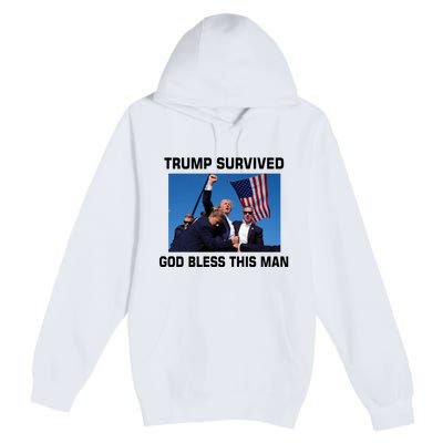 Trump Survived God Bless This Man Gun Shot Pennsylvania Rally Premium Pullover Hoodie