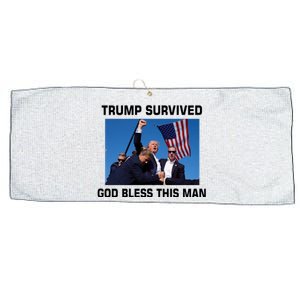 Trump Survived God Bless This Man Gun Shot Pennsylvania Rally Large Microfiber Waffle Golf Towel