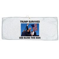 Trump Survived God Bless This Man Gun Shot Pennsylvania Rally Large Microfiber Waffle Golf Towel