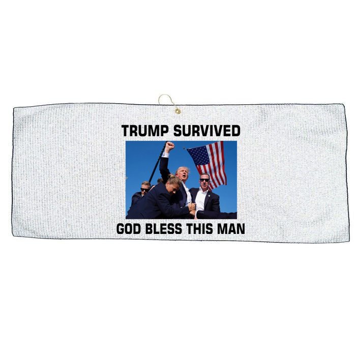 Trump Survived God Bless This Man Gun Shot Pennsylvania Rally Large Microfiber Waffle Golf Towel