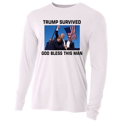 Trump Survived God Bless This Man Gun Shot Pennsylvania Rally Cooling Performance Long Sleeve Crew