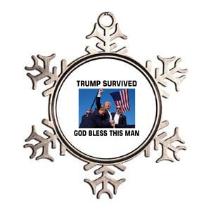 Trump Survived God Bless This Man Gun Shot Pennsylvania Rally Metallic Star Ornament