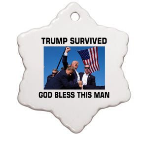 Trump Survived God Bless This Man Gun Shot Pennsylvania Rally Ceramic Star Ornament