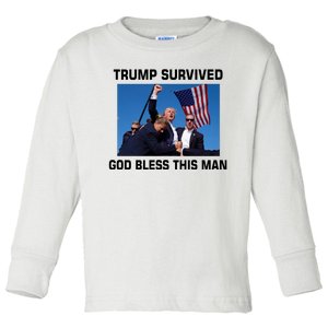 Trump Survived God Bless This Man Gun Shot Pennsylvania Rally Toddler Long Sleeve Shirt