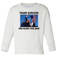 Trump Survived God Bless This Man Gun Shot Pennsylvania Rally Toddler Long Sleeve Shirt