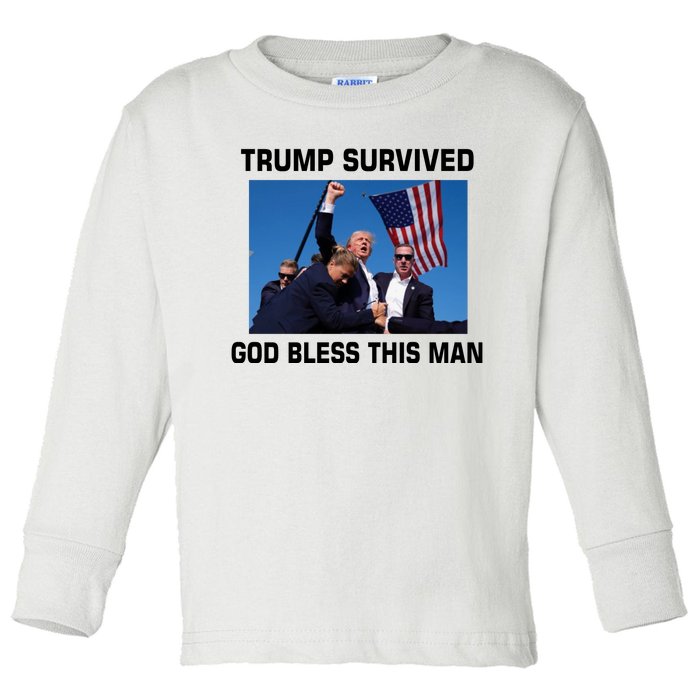 Trump Survived God Bless This Man Gun Shot Pennsylvania Rally Toddler Long Sleeve Shirt