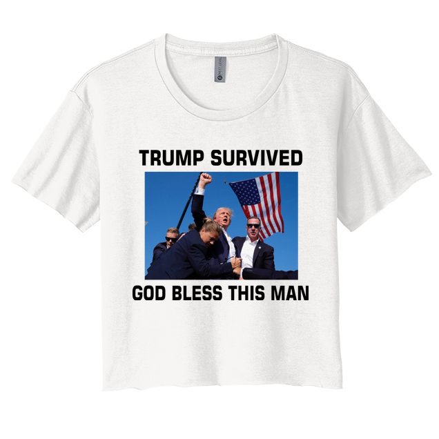 Trump Survived God Bless This Man Gun Shot Pennsylvania Rally Crop Top