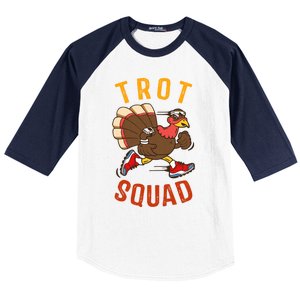 Trot Squad Gift Thanksgiving Turkey Trot Costume Gift Baseball Sleeve Shirt