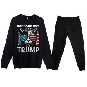 Trump’S Supporters Garbage Funny Trump Garbage Cat Premium Crewneck Sweatsuit Set