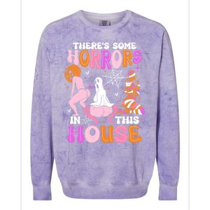 ThereS Some Horrors In This House Funny Halloween Gift Colorblast Crewneck Sweatshirt