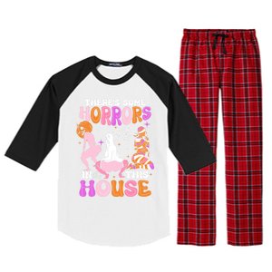 ThereS Some Horrors In This House Funny Halloween Gift Raglan Sleeve Pajama Set