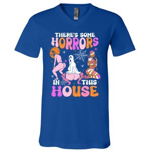 ThereS Some Horrors In This House Funny Halloween Gift V-Neck T-Shirt