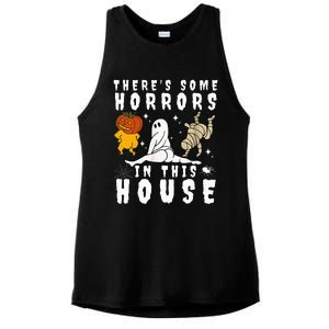 There's Some Horrors In This House Ghost Pumpkin Halloween Ladies PosiCharge Tri-Blend Wicking Tank