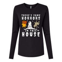 There's Some Horrors In This House Ghost Pumpkin Halloween Womens Cotton Relaxed Long Sleeve T-Shirt