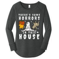 There's Some Horrors In This House Ghost Pumpkin Halloween Women's Perfect Tri Tunic Long Sleeve Shirt