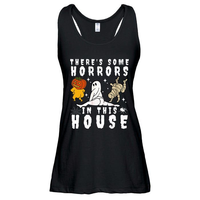 There's Some Horrors In This House Ghost Pumpkin Halloween Ladies Essential Flowy Tank