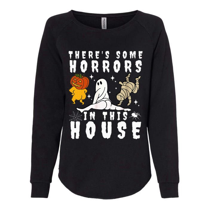 There's Some Horrors In This House Ghost Pumpkin Halloween Womens California Wash Sweatshirt