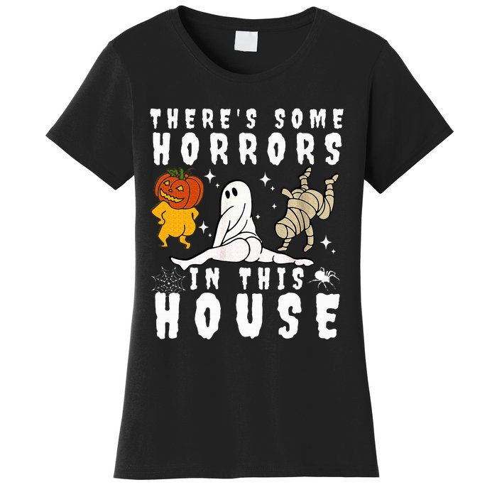 There's Some Horrors In This House Ghost Pumpkin Halloween Women's T-Shirt