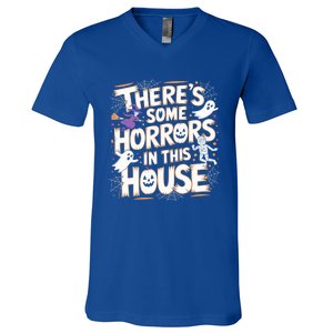 ThereS Some Horrors In This House Funny Halloween Cute Gift V-Neck T-Shirt