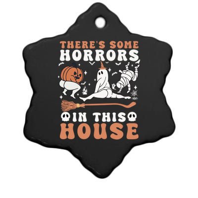 Theres Some Horrors In This House Halloween Ghost Pumpkin Gift Ceramic Star Ornament