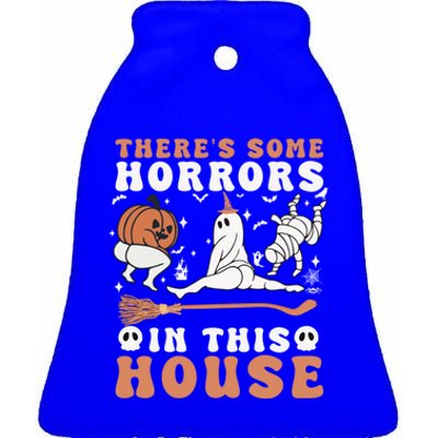 Theres Some Horrors In This House Halloween Ghost Pumpkin Gift Ceramic Bell Ornament