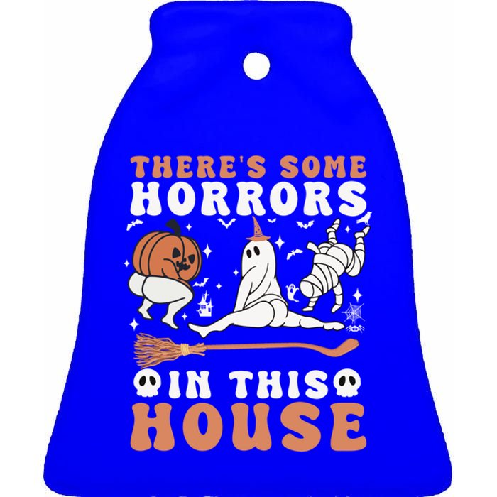 Theres Some Horrors In This House Halloween Ghost Pumpkin Gift Ceramic Bell Ornament