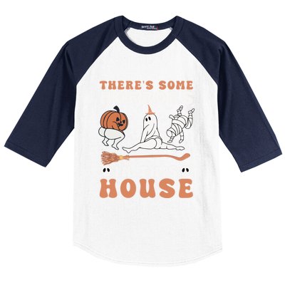 Theres Some Horrors In This House Halloween Ghost Pumpkin Gift Baseball Sleeve Shirt