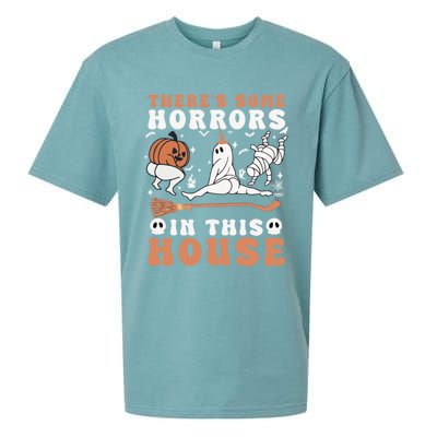 Theres Some Horrors In This House Halloween Ghost Pumpkin Gift Sueded Cloud Jersey T-Shirt