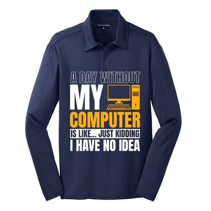 Tech Support Help Desk It Call Center Computer Geek Agent Silk Touch Performance Long Sleeve Polo