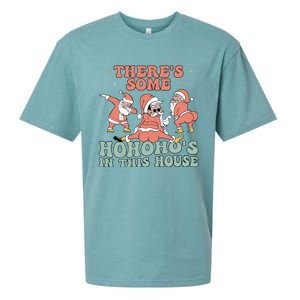 ThereS Some Ho Ho HoS In This House Funny Santa Christmas Cute Gift Sueded Cloud Jersey T-Shirt