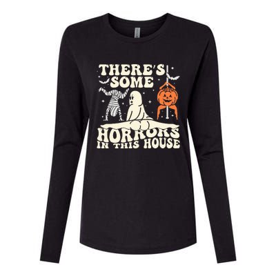 There's Some Horrors In This House Ghost Halloween Womens Cotton Relaxed Long Sleeve T-Shirt