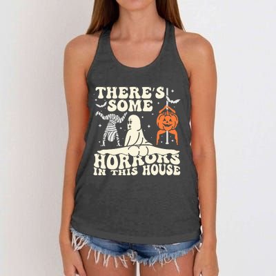 There's Some Horrors In This House Ghost Halloween Women's Knotted Racerback Tank